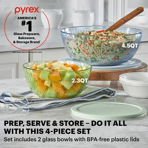 Pyrex® Colors Sculpted Tinted 4-piece Mixing Bowl Set - Image 2