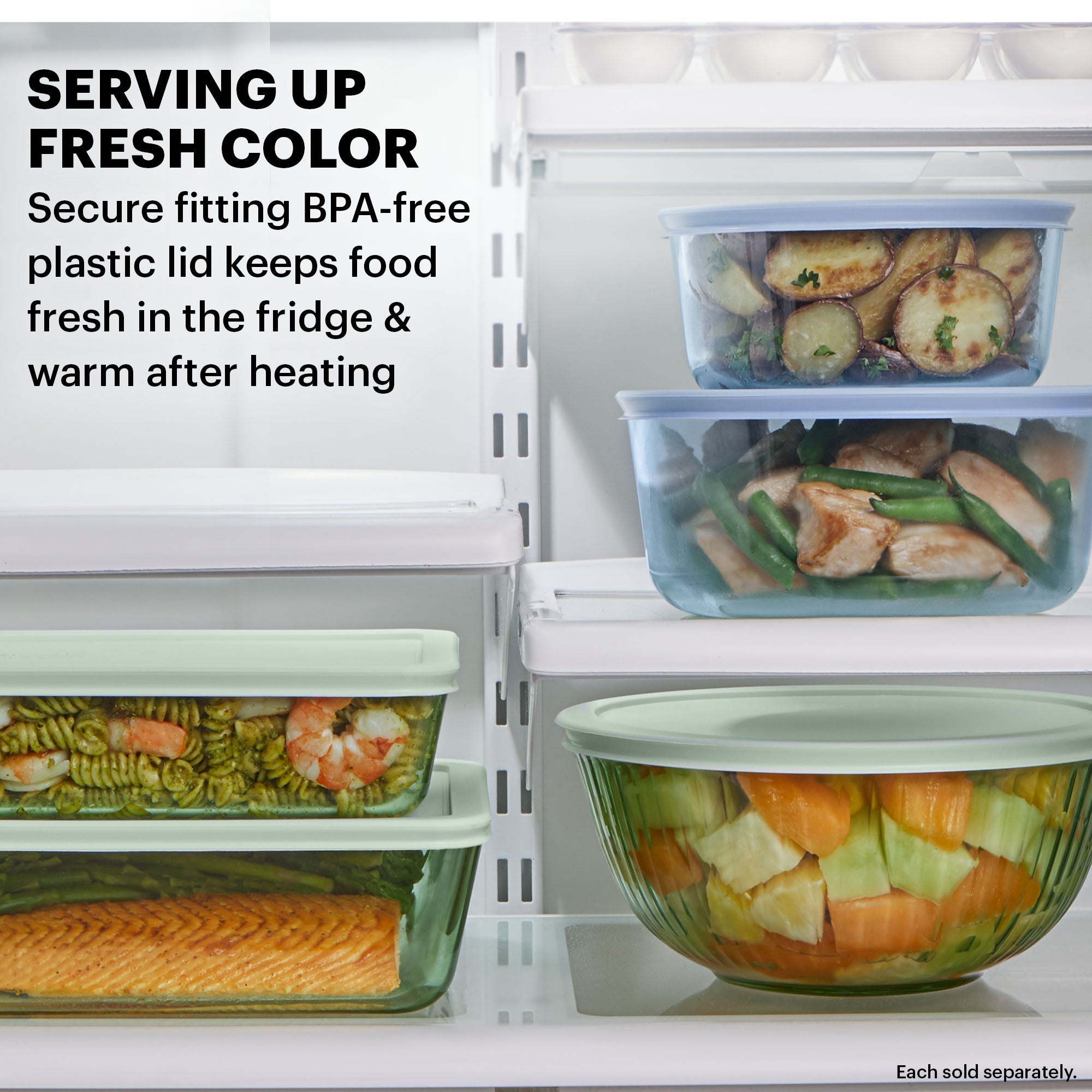 Pyrex® Simply Store® Tinted 12-piece Storage Set with Plastic Lids. Green and Blue - Image 3