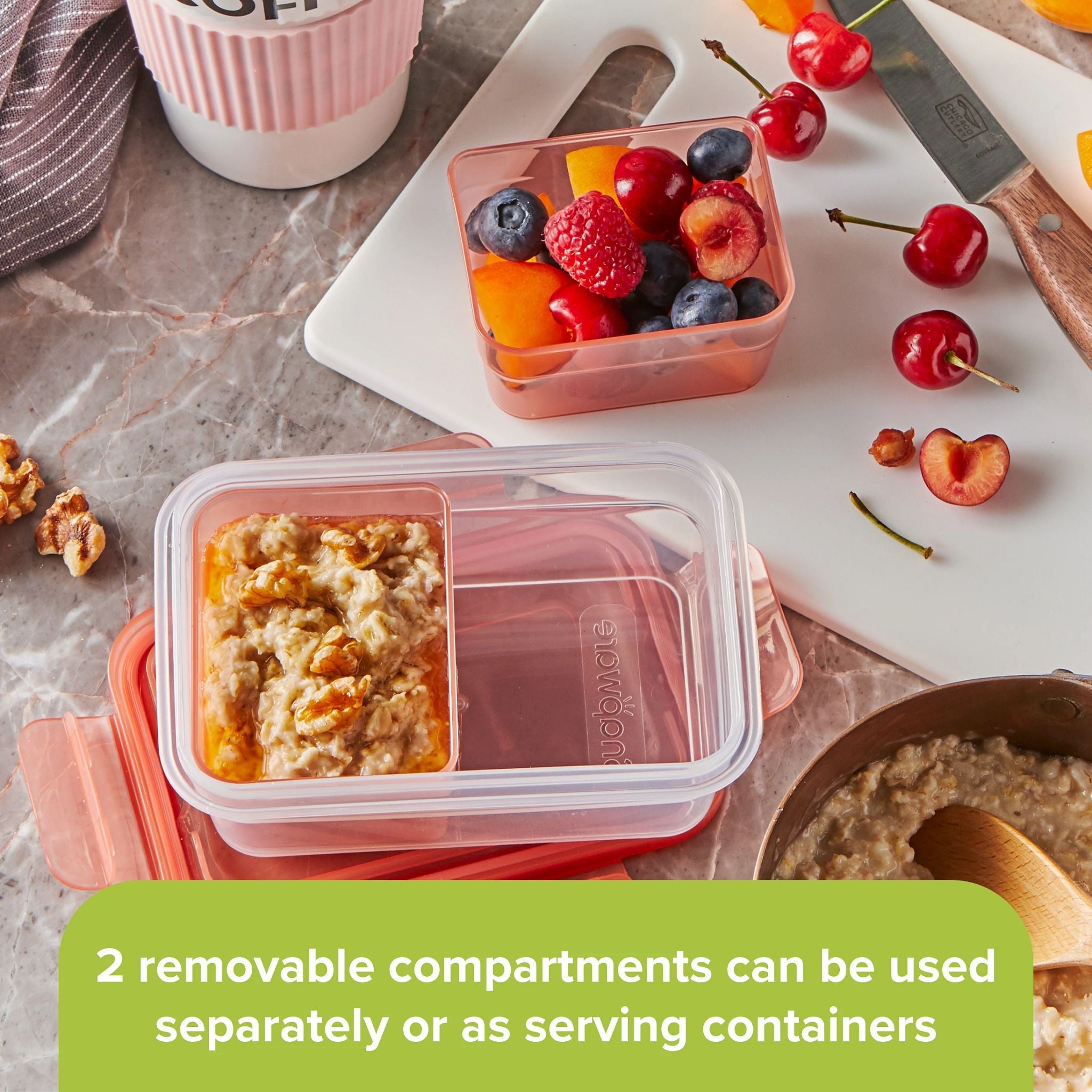 Snapware? Meal Prep Divided: 2-cup Rectangle Storage Container. 2-Section - Image 2